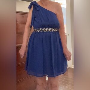Blanc Noir Royal Blue One-Shoulder Dress
